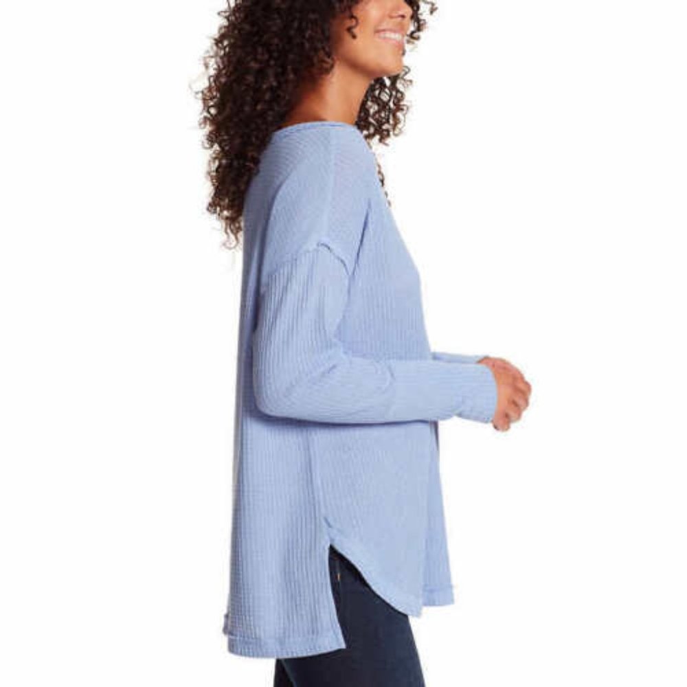 Vintage America women thermal V-Neck in blue